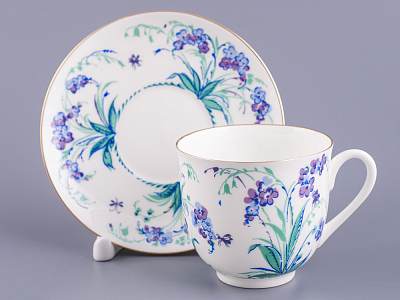 Чашка с блюдцем кофейная 180 мл.,  форма Ландыш,  рисунок Незабудки арт. 81.10781.00.1