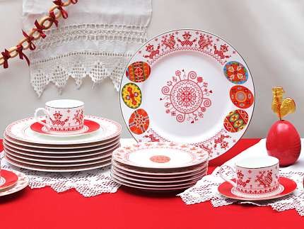 Чашка с блюдцем 250 мл форма Премиум рисунок Петушки-гребешки, арт 81.33558.00.1