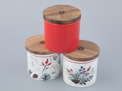 Набор банок  с деревянной крышкой ( 3 предм. малого размера) форма Стандартная рисунок Календа арт. 42.00041.00.1, 
