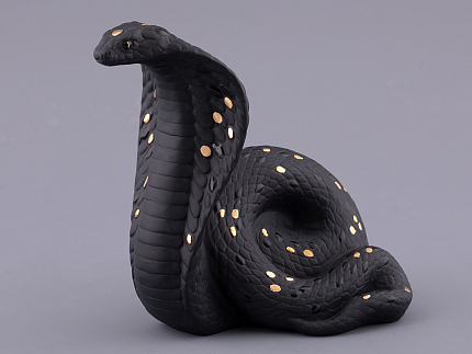 Скульптура форма Кобра, большой размер, в подарочной упаковке, рисунок Черное золото, арт. 81.32914.00.1
