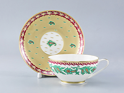 Чашка с блюдцем чайная 300 мл форма Купольная рисунок Восточный цветок арт. 81.28103.00.1