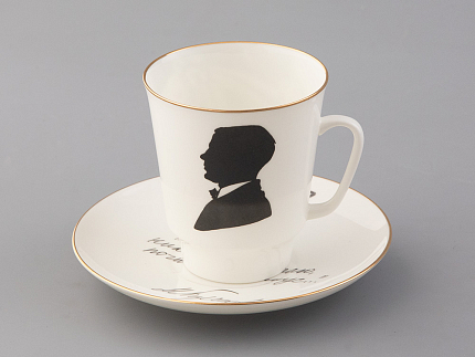 Чашка с блюдцем 165 мл форма Майская рисунок Русские писатели Булгаков, арт. 81.33387.00.1