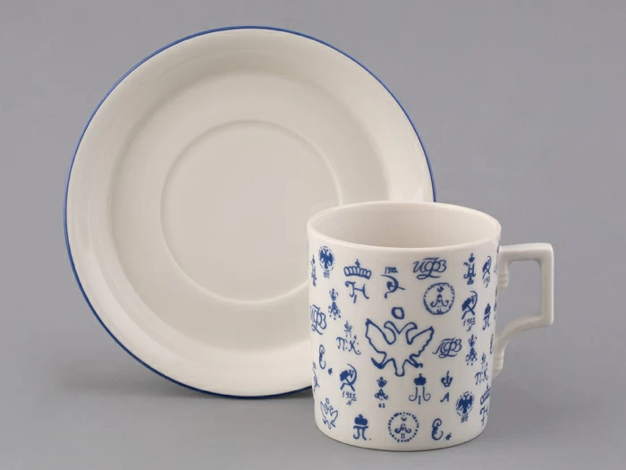 Подарочный набор Чашка с блюдцем чайная, форма Гербовая, рисунок Лого 2, арт 81.32932.00.1, 