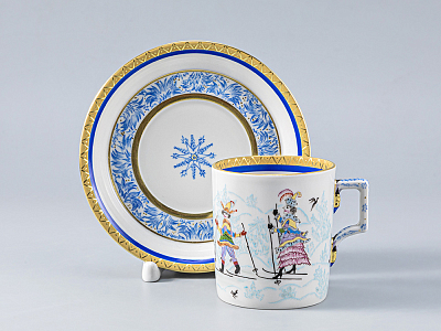 Сервиз чайный Гербовая Зимние забавы, 6 персон 15 предметов, арт. 81.14057.00.1