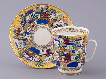 Чашка с блюдцем кофейная 165 мл.,  форма Майская,  рисунок Белые домики арт. 81.13844.00.1