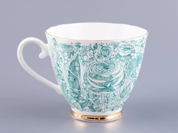 Чашка с блюдцем чайная 200 мл форма Гвоздика рисунок Лето Зеленое арт. 81.20071.00.1, 