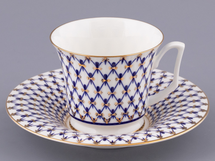Чашка с блюдцем чайная форма Юлия рисунок Кобальтовая сетка арт. 81.26235.00.1, 