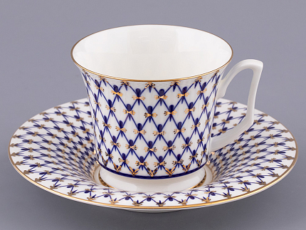 Чашка с блюдцем чайная форма Юлия рисунок Кобальтовая сетка арт. 81.26235.00.1