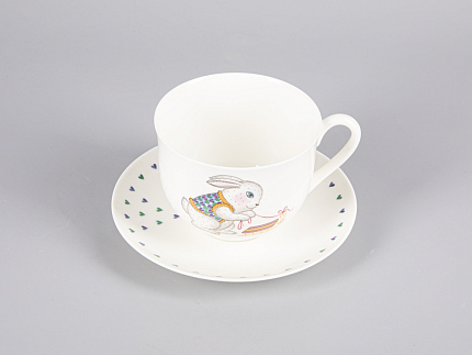 Чашка с блюдцем чайная 335 мл форма Ландыш рисунок Саночки арт. 81.30680.00.1