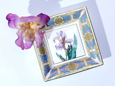 Подставка для мелочей в подарочной упаковке, форма Квадратная, рисунок Нежный Ирис, арт 81.34215.00.1