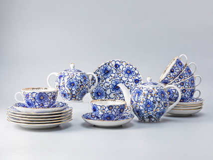 Сервиз чайный форма Тюльпан рисунок Вьюнок, 6 персон 20 предметов, арт. 81.11152.06.1, 