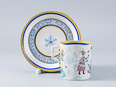 Сервиз чайный форма Гербовая рисунок Зимние забавы, 4 персон 11 предметов, арт. 81.14057.01.1