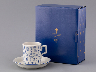 Подарочный набор Чашка с блюдцем чайная, форма Гербовая, рисунок Лого 2, арт 81.32932.00.1