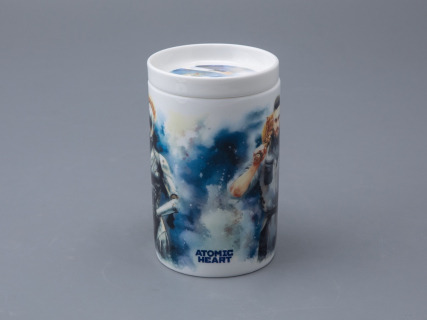 Бокал с блюдцем и крышкой 400мл в подарочной упаковке, форма Топ, рисунокAtomic Heart (Атомное Сердце) 1, арт 81.34448.00.1, 