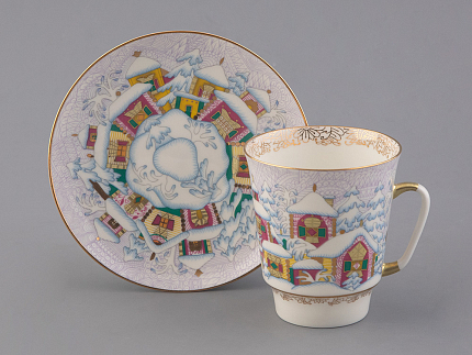 Чашка с блюдцем 165 мл форма Майская рисунок Зимний день, арт. 81.10375.00.1