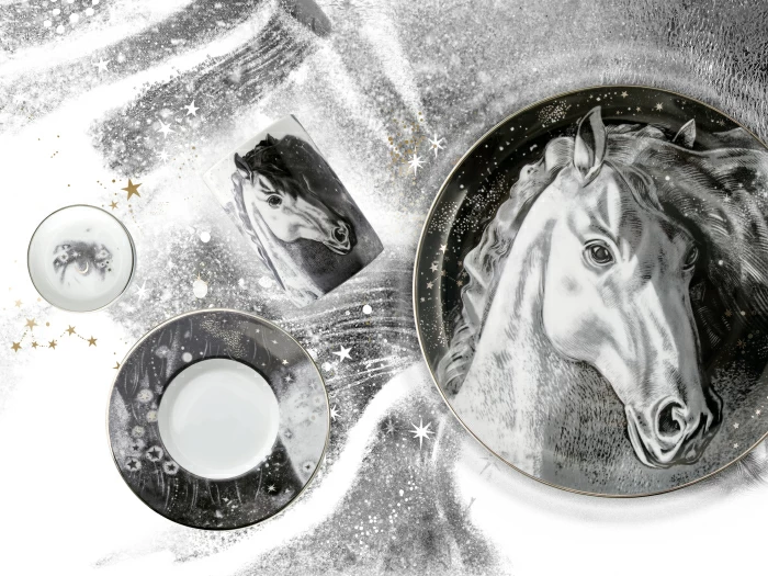 Бокал с блюдцем и крышкой 400 мл в подарочной упаковке, форма top рисунок Черный мустанг, арт 81.34276.00.1, 