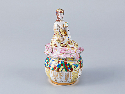 Туалетная коробочка Дама в золотисто-розовом платье арт. 80.05179.00.1