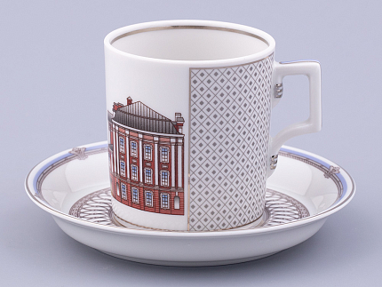 Чашка с блюдцем чайная, форма Гербовая, рисунок Серебряный город 5, арт. 81.32588.00.1