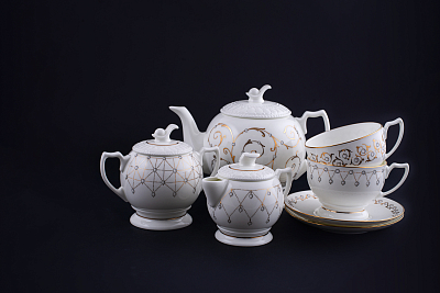 Сервиз чайный Жемчуг на форме Жемчужина, 7 предметов на 2 персоны, арт 61.20975.00.1