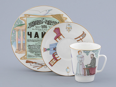 Трехпредметный комплект 165 мл форма Майская рисунок Чайка, арт. 81.31868.00.1