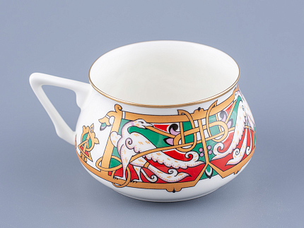 Чашка с блюдцем кофейная 180 мл.,  форма Билибина 1, рисунок Сказочные птицы арт. 81.16211.00.1