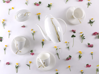 Сервиз чайный на 6 персон, 14 предметов, форма Оливия, рисунок Лидия, арт 81.31429.00.1