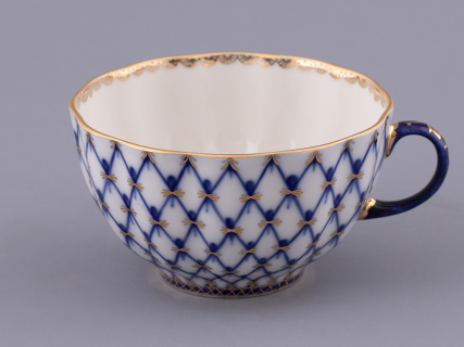 Чашка с блюдцем чайная форма Тюльпан рисунок Кобальтовая сетка, арт 81.10105.90.1, 