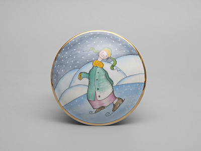 Туалетная коробочка форма Круглая рисунок Зима. Мальчик арт. 81.31062.00.1