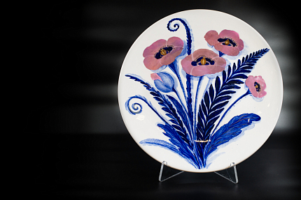 Декоративное блюдо 430 мм Маки на форме Круглая, арт 60.09275.00.1