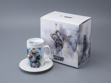 Бокал с блюдцем и крышкой 400мл в подарочной упаковке, форма Топ, рисунокAtomic Heart (Атомное Сердце) 1, арт 81.34448.00.1, 