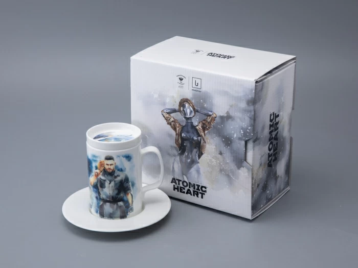 Бокал с блюдцем и крышкой 400мл в подарочной упаковке, форма Топ, рисунокAtomic Heart (Атомное Сердце) 1, арт 81.34448.00.1, 