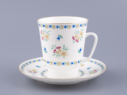 Чашка с блюдцем кофейная 165 мл.,  форма Майская,  рисунок Голубой колокольчик с отводкой арт. 81.14021.00.1, 