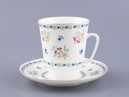 Чашка с блюдцем кофейная 165 мл.,  форма Майская,  рисунок Голубой колокольчик с отводкой арт. 81.14021.00.1