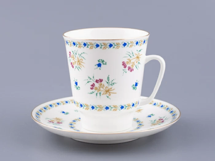 Чашка с блюдцем кофейная 165 мл.,  форма Майская,  рисунок Голубой колокольчик с отводкой арт. 81.14021.00.1, 