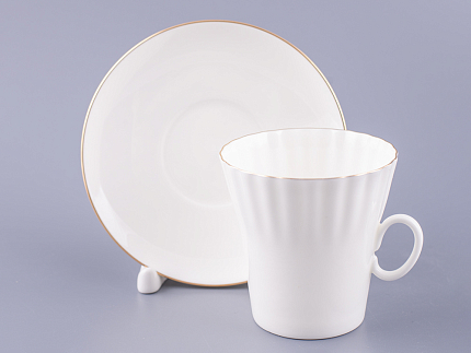 Чашка с блюдцем кофейная 175 мл.,  форма Одуванчик,  рисунок Золотой кантик арт. 81.13552.00.1