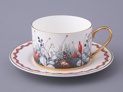 Чашка с блюдцем 250 мл форма Идиллия рисунок Календа, арт. 81.30758.00.1