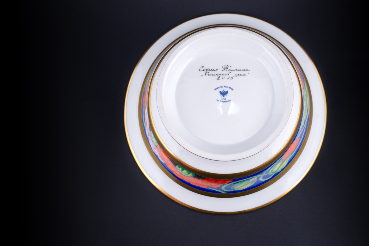 Салатник шести порционный, рисунок Огненный мак на форме Александрия, арт 60.01224.00.5, 