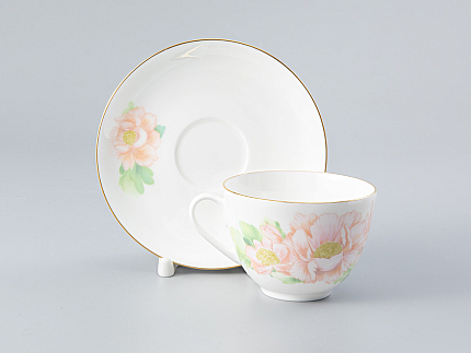 Чашка с блюдцем форма Весенняя-2 рисунок Нежный пион (зеленый), арт. 81.28779.00.1