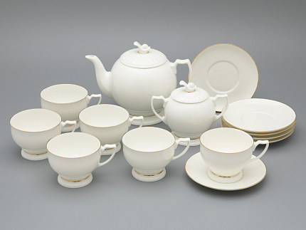 Сервиз чайный форма Жемчужина рисунок Золотая лента, 6 персон 14 предметов, арт. 81.26223.00.1