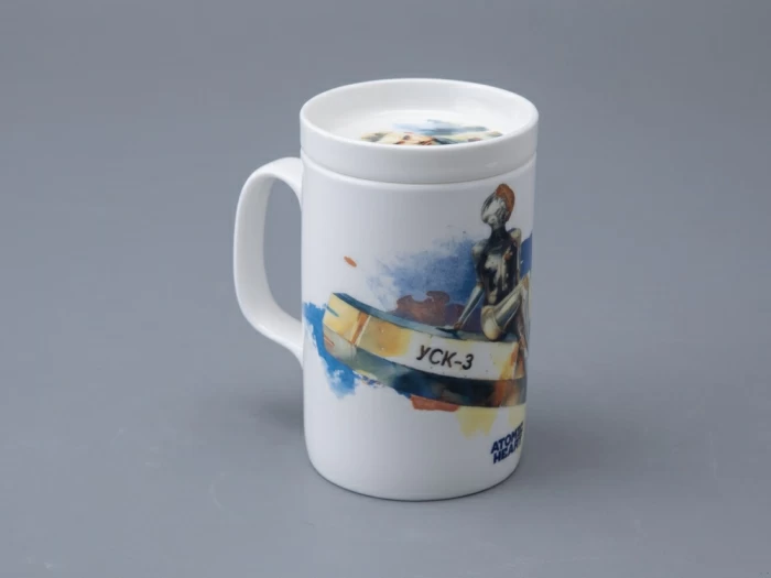 Бокал с блюдцем и крышкой 400мл в подарочной упаковке, форма Топ, рисунокAtomic Heart (Атомное Сердце) 2, арт 81.34449.00.1, 