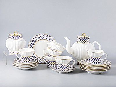 Сервиз чайный Волна Кобальтовая сетка, 6 персон 20 предметов, арт. 81.20893.00.1