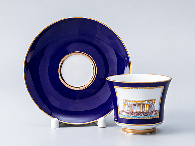 Чашка с блюдцем кофейная 145 мл.,  форма Банкетная, рисунок Классика Петербурга 52% №2 арт. 81.18109.00.1